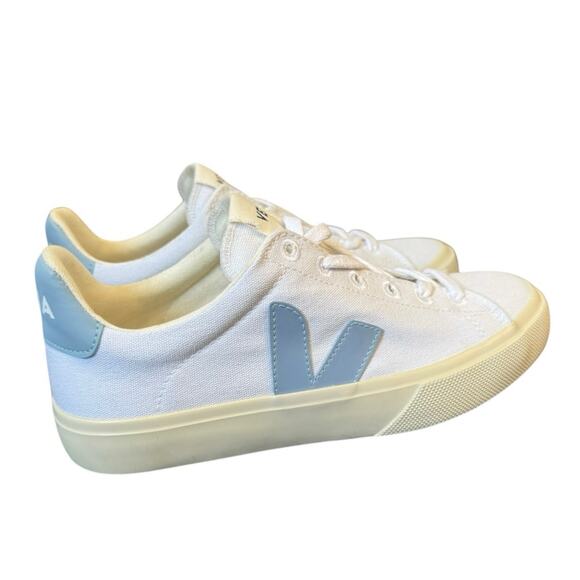 VEJA Campo Canvas Sneakers XXIII Women’s Size 6 EU 37 White Steel Light Blue EUC - Picture 2 of 10
